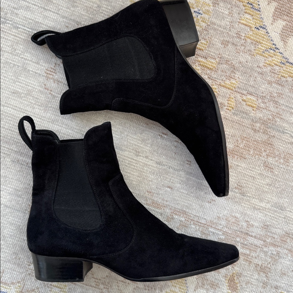 Doen Black Suede Leather Chelsea Boots Size 38